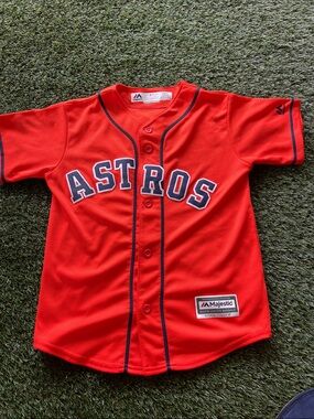 Majestic Red Houston Astros Kids Button-Up Jersey